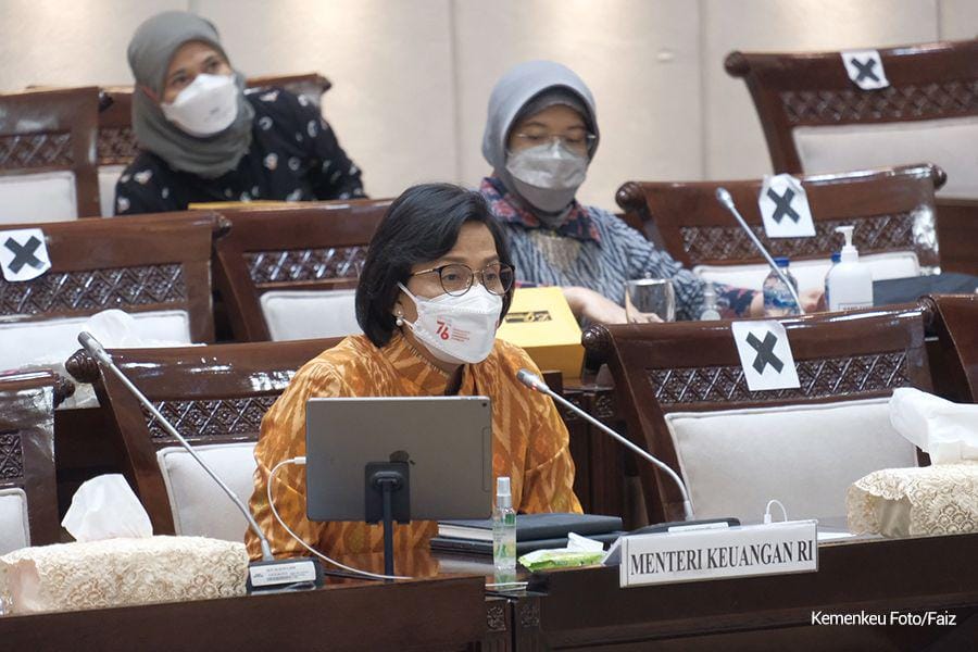 Menkeu, Sri Mulyani dalam rapat kerja bersama Komisi XI DPR, pada Jumat (13/9). (dok.Kemenkeu)