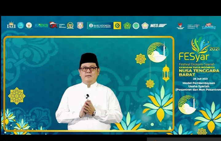 Kepala Kantor Perwakilan Bank Indonesia (BI) Provinsi NTB, Heru Saptaji dalam pembukaan Fesyar KTI 2021. (ANTARAFOTO/HO_BI NTB)